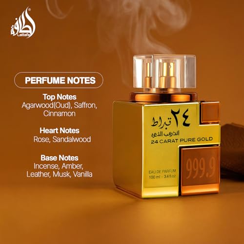 Lattafa 24 Carat Pure Gold Unisex Eau De Parfum Spray 3.4oz