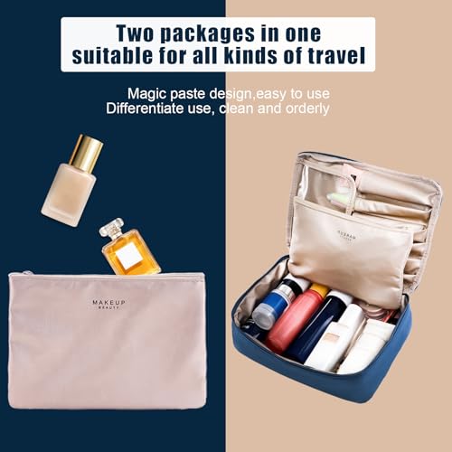 Queboom Waterproof Travel Makeup Bag with Large Capacity