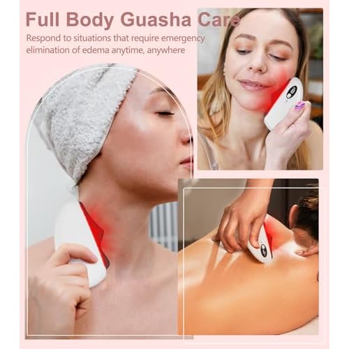 Gua Sha Facial Tool, Electric Black Obsidian Guasha Tool for Face, Chin, Neck, Body, Heated Vibrating Massage Gua Sha Stone for Face Sculpting