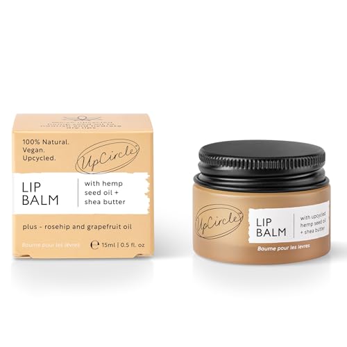 UpCircle Lip Balm with Hemp Seed Oil + Shea Butter 15ml ? Hydrating + Plumping ? Rosehip + Grapefruit Oil To Soothe Dry Lips - Natural, Vegan + Cruelty-Free