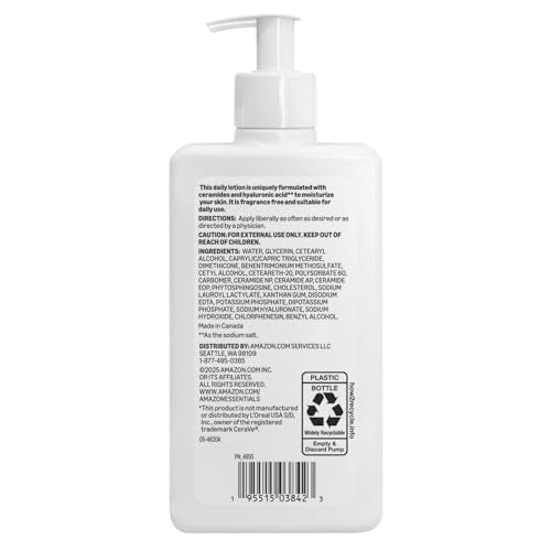 Amazon Essentials Daily Moisturizing Lotion with Ceramides, 12 oz