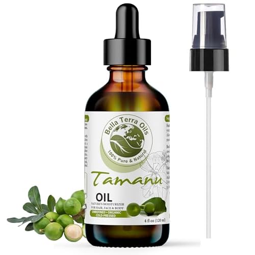 Bella Terra Oils - Organic Tamanu Oil 4oz - Cold-Pressed & Pure, Packed with Antioxidants & Beneficial Nutrients, Achieve Silky Smooth Skin Naturally