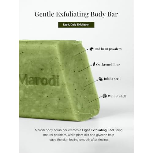 Body Scrub Bar Soap, 7 Oz (200g), Korean Exfoliating Body Wash Bar with Green Tea & Centella Extract, Subtle Fruity Citrus Scent, Deep Cleaning, Moisturizing & Refreshing, Sunrise Mist