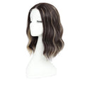 14 Inch Short Wavy Wig Brown Blonde Highlight Lace