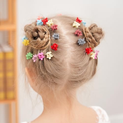 128PCS Baby Girls Mini Hair Claw Clips Flower Hair Hair Accessories Barrattes for School Girls Kids Teens