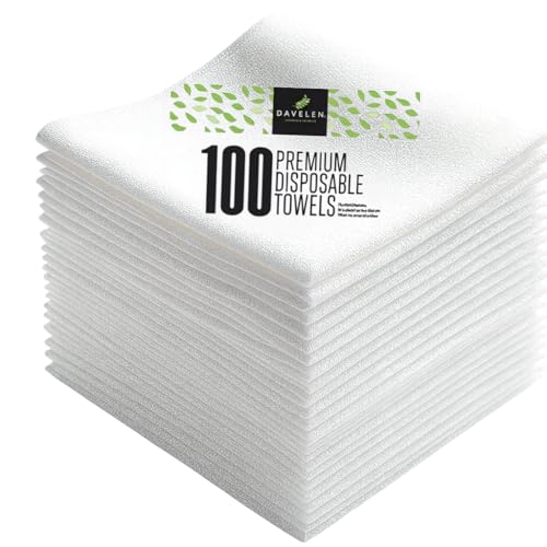 DAVELEN Disposable Luxury Towels 100-Pack - 32x16 Spa & Salon Towels