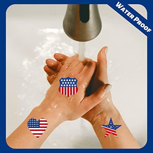 4th of July Temporary Tattoos - 20 Sheets Waterproof Body Art