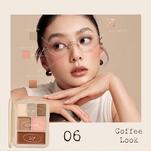 Joocyee 6-Color 5-in-1 Face Palette Coffee Look - Travel-Ready Lookbook