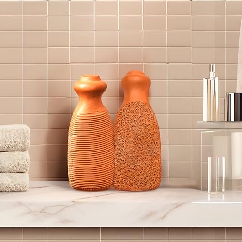 QUBA LINEN 2-Sided Terra Cotta Pumice Stone - Natural Foot Callus Remover