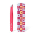 GlamTweeler Precision Slant Tip Eyebrow Tweezers with Leather Case - Hot Pink