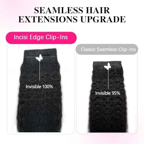 Invisi Edge Clip In Hair Extensions Human Hair 2 Pack 240g 16pcs Kinky Straight Invisible Clip Ins For Women Full Head Injected Clip Ins Remy Human Hair Extensions Natural Color 12inch
