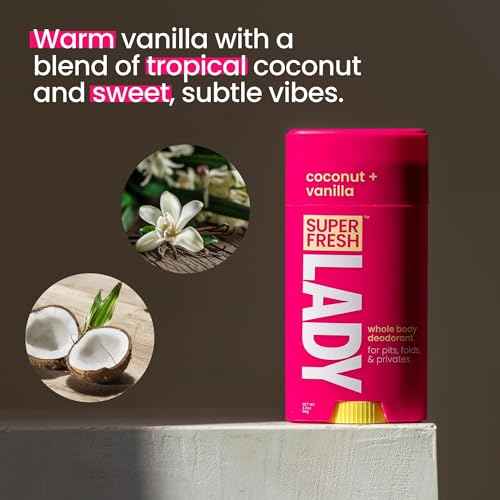 Super Fresh Aluminum Free Deodorant Stick for Women, Non Toxic Coconut and Vanilla Whole Body Odor Control, Skin Safe, 1 Pack