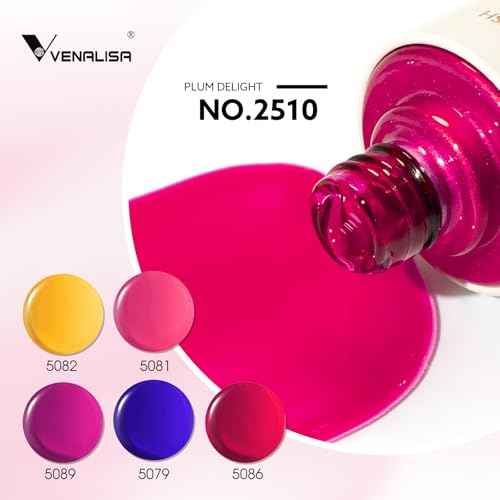 VENALISA Gel Nail Polish Set, 5 Colors 10ML Gel Polish Kit Orange Purple Pink Color Soak Off Salon Manicure DIY at Home Nail Art For Girls Women