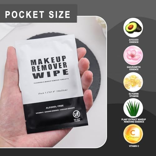 Gisdo 50 Pcs Makeup Remover Wipes - Individually Wrapped Cleansing Pads