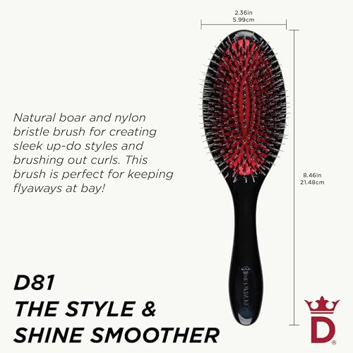Denman Boar Bristle Cushion Brush for Hair Detangling & Shine