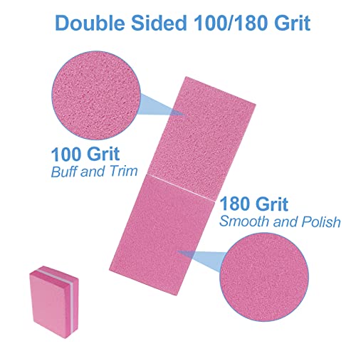 Mini Nail Buffers 100 Pack - 100/180 Grit for Acrylic & Natural Nails