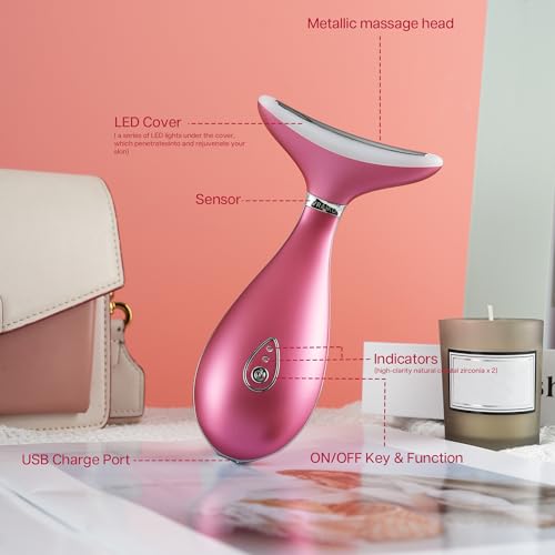 VRAIKO Lily Neck Face Massager, Face Sculpting Tool, 3-in-1 Facial Device with Thermal, Triple Action Care, for Enhanced Absorption Radiance Contouring Elasticity and Lymphatic Drainage (No Stand)