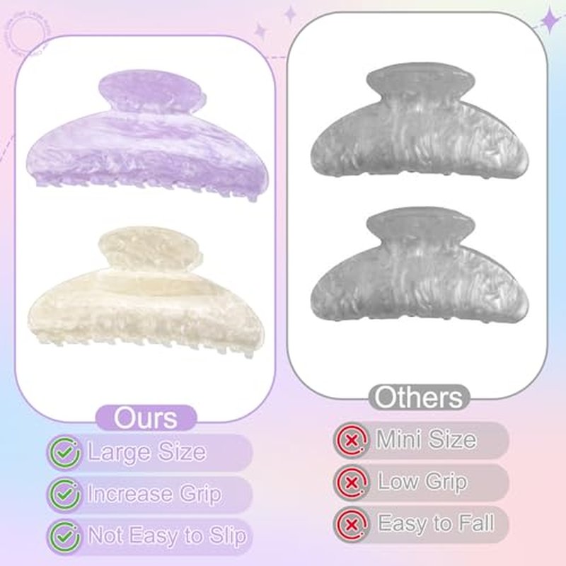 4.2 Inch Acrylic Claw Clips, 4 Pack Hair Clips for Women
