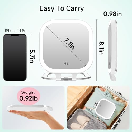 FASCINATE 7" Rechargeable Lighted Travel Makeup Mirror 1X/30X Magnification