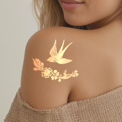 Gold Silver Metallic Temporary Tattoos - 10 Sheet Waterproof