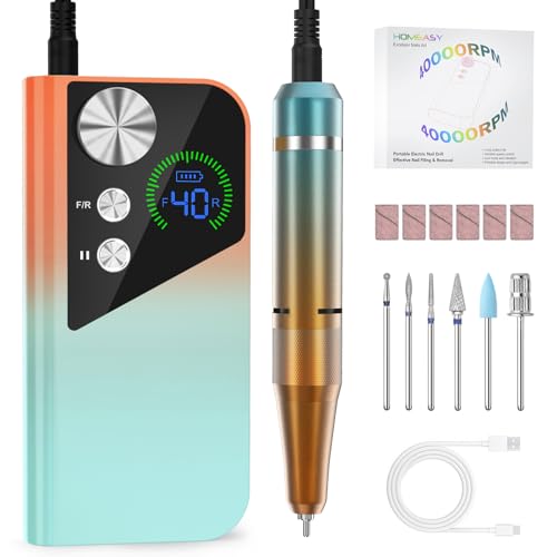 HOMEASY 40000RPM Rechargeable Nail Drill with LCD Screen