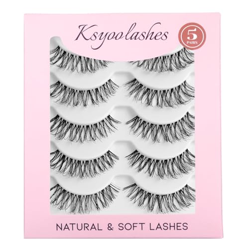 Wispy Natural False Eyelashes with Thin Clear Band - Cat Eye D Curl