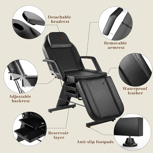 KIIUMI Tattoo Chair & Facial Bed with Hydraulic Stool - Multi-Purpose Salon
