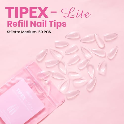 Beetles Tipex Lite Nail Tips Medium Stiletto Size 0 50pc
