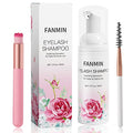 FANMIN 2 Fl Oz (60ml) Eyelash Extension Cleanser with Mascara & Brush Set, Paraben & Sulfate Free Eyelash Wash for Salon & Home Use