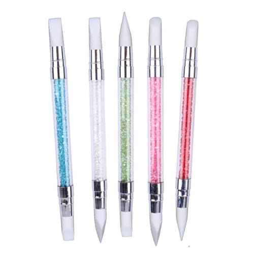 5 Pcs Nail Art Sculpture Pen Dual Tipped Silicone Nail Tools Nail Art Silicone Brushes for Design Nail Carving Drawing Shaping Effect