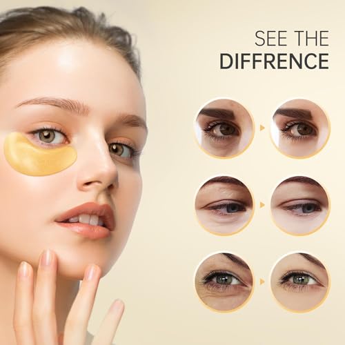 REDANHA 15 Pairs 24K Gold Under Eye Patches Face Masks Dark Circles Puffy Eye Bags Collagen Skincare Spa Trip Eye Mask