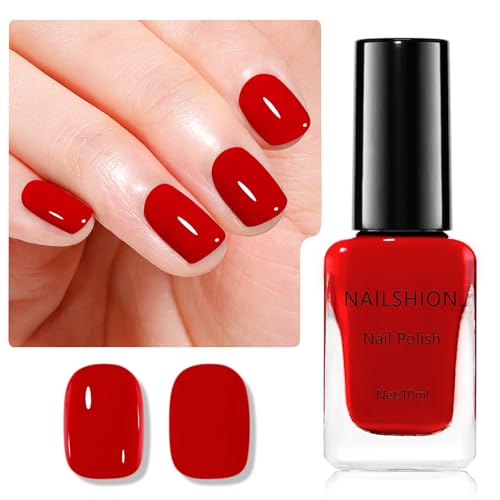 Red Nail Polish with Castor Oil - Fast Dry, Vegan