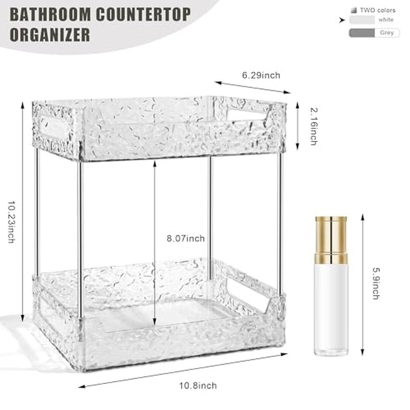 2-Tier Bathroom Counter Organizer - Clear Makeup & Skincare Storage