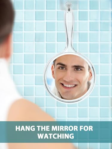 Macaki 8.3-Inch Hand Mirror with 5X Magnification - Transparent White