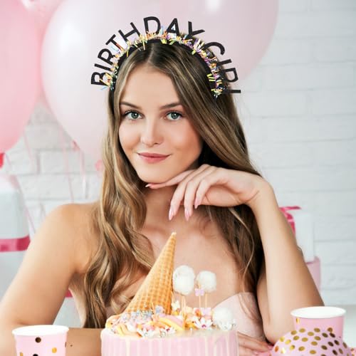 CAVETEE Birthday Crown Tiara Headband for Women & Girls