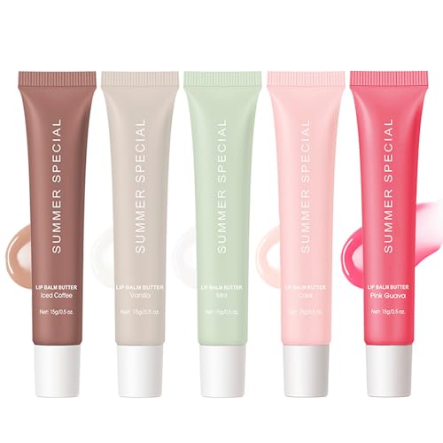 5PCS Summer Special Lip Balm Butter Set - Natural Shea Butter & Avocado Oil, Hydrating Non-Sticky&Lightweight, Soothes & Softens Dry Lips, Lip Care Gift Set