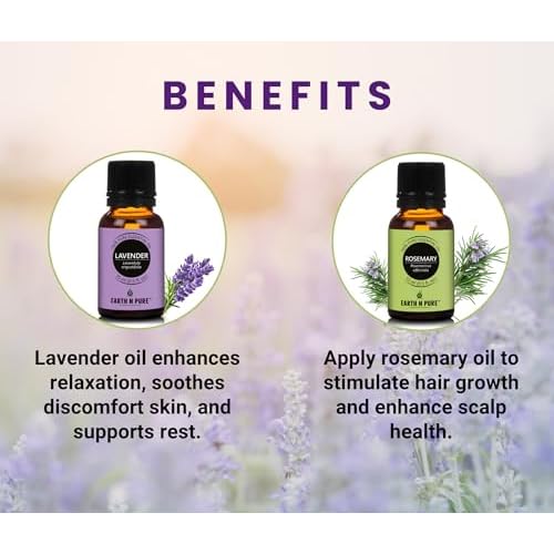 Earth N Pure Rosemary & Lavender Essential Oils | Pack of 2 (15 ml Each) | 100% Pure, Undiluted, Natural and Therapeutic Grade - Perfect for Aromatherapy, Skin Therapy & More