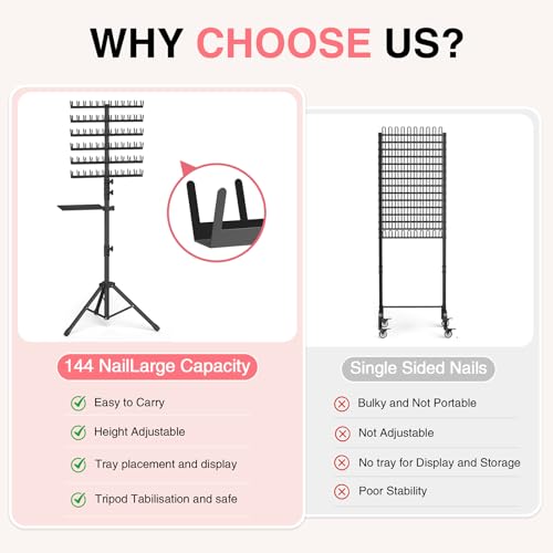 Hemndic Height-Adjustable Braiding Hair Rack with 144 Pegs
