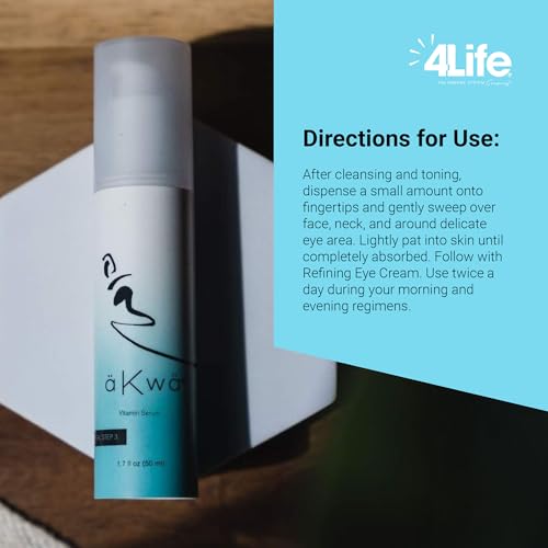 4Life - aKwa Vitamin Serum - Evens Tone, Soothes, Nourishes with Niacinamide, Fermented Green Tea Water, Red Maple, Adenosine - 1.5 oz