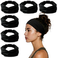 Wide Non-Slip Headbands for Women, 6-Pack Black