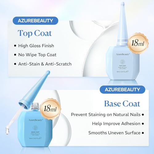 AZUREBEAUTY 18ml Gel Base & Top Coat Set - No Wipe High Gloss