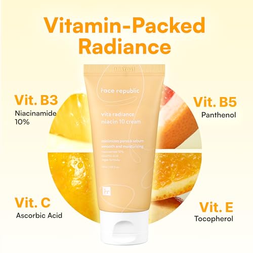 Face Republic Vita Radiance Niacin 10 Cream 50ml 1.69 fl oz | Revitalizing, Natural Coverage | Niacinamide 10%, Ascorbic Acid, Panthenol, Vitamins | Silky Finish | Vegan Korean Skincare