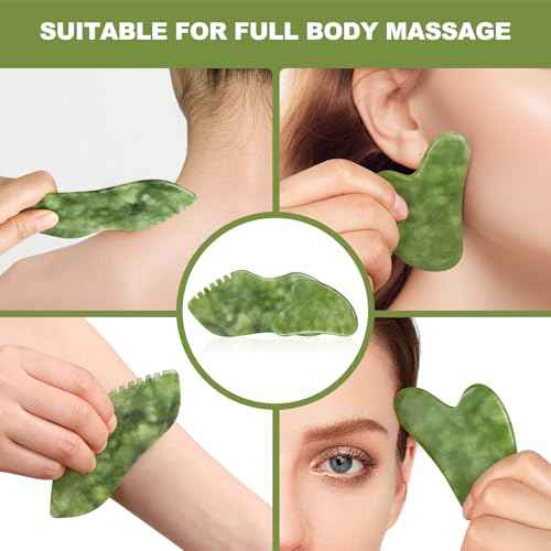 airogym 2PCS Jade Stone Gua Sha Set Face Massager Jade Facial Tools Body Lymphatic Drainage Massager, Guasha Face Sculpting Tool Skin Care Set Gifts for Women Gua Sha Sculpting for Tighten Skin