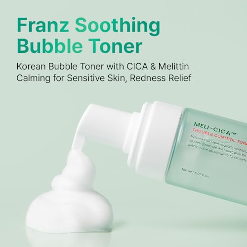 FRANZ Soothing Bubble Toner | Korean Skincare Acne Toner with CICA & Melittin | Calming & Redness Relief Formula | pH 6.0~6.5 Balancing & Oil Control for Sensitive, Acne-Prone Skin