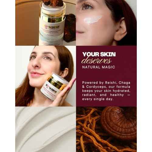 HONGUSH Hydrating Facial Cream with Three Types of Adaptogenic Mushrooms Extracts ? For All Skin Types, 50ml