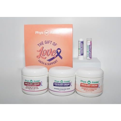 PhysAssist Bundle Oncology Kit - Comfort Kit For Chemo Patients. Essentials for Face, Body & Feet. Includes Oncology Botanicals, Recovery and Foot Support. (3-4 oz), lip balm and nausea inhaler
