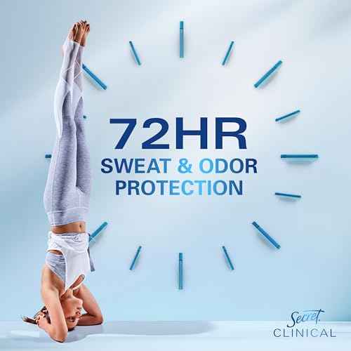 Secret Clinical Strength Antiperspirant Deodorant for Women, 3X Stress Protection, 72hr Sweat & Odor Protection, PH Balancing Minerals, Invisible Solid, Completely Clean Scent, 0.5 oz