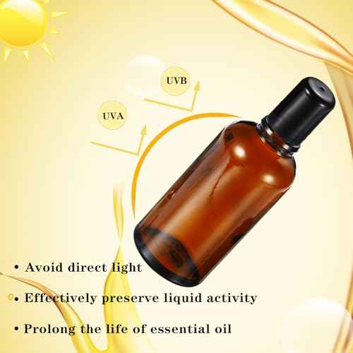 100ML Roller Bottles for Essential Oil, 3 Pack Empty Amber Glass Roller Bottle for Perfume Oil, Roll on Bottles with Stainless Steel Roller Balls, Opener, Funnel and Dropper