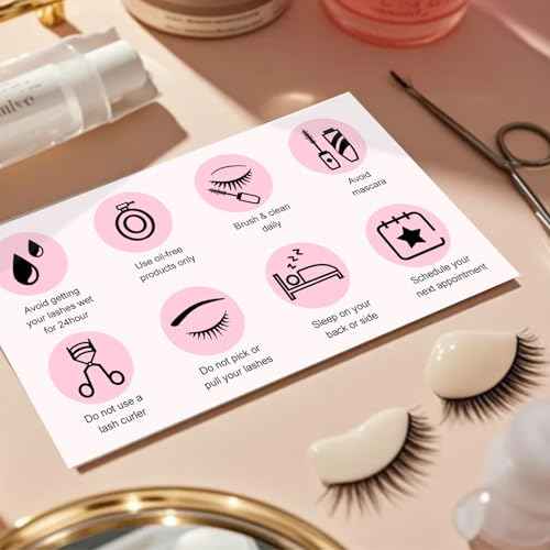 100 Pack Lash Aftercare Card Lash Extension Aftercare Instructions Cards 3.5 x 2.1 Inch Lash Lift and Tint Aftercare Card for Lash Tech Essentials Lash Tech Supplies Lash Aftercare Kit Lash Care Kit