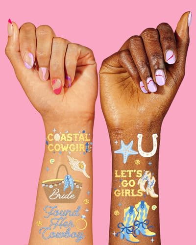 Coastal Cowgirl Bachelorette Temporary Tattoos - 54 Gold Foil